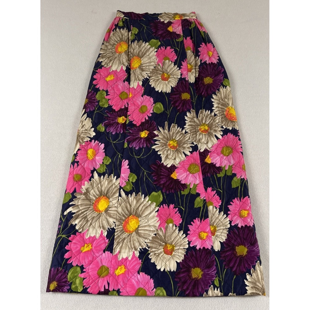 1960s Floral Quilted Maxi Skirt Handmade Mod 60s 70s Flower Power XS Artsy Read